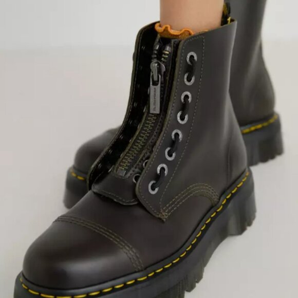 Dark Taupe - DR. MARTENS SINCLAIR ZIP UP ORLEANS LEATHER PLATFORM BOOTS MSRP$280 - Picture 7 of 16